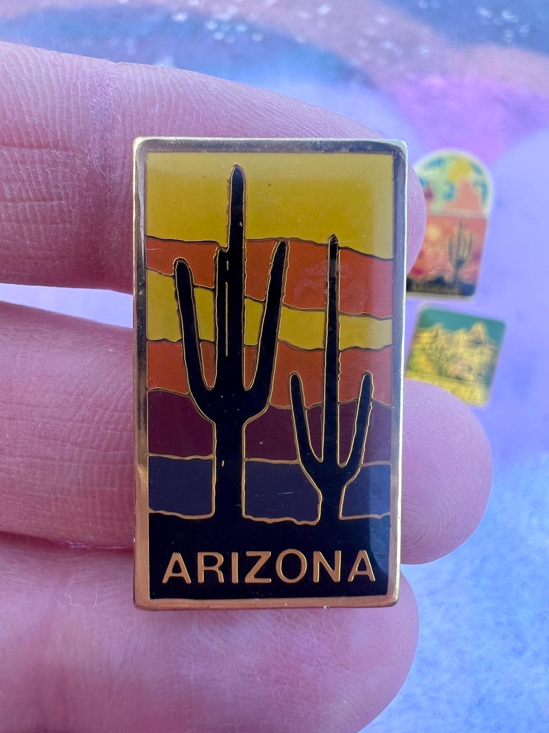 Vintage Arizona Saguaro Pin - USA Travel Badge - Etsy
