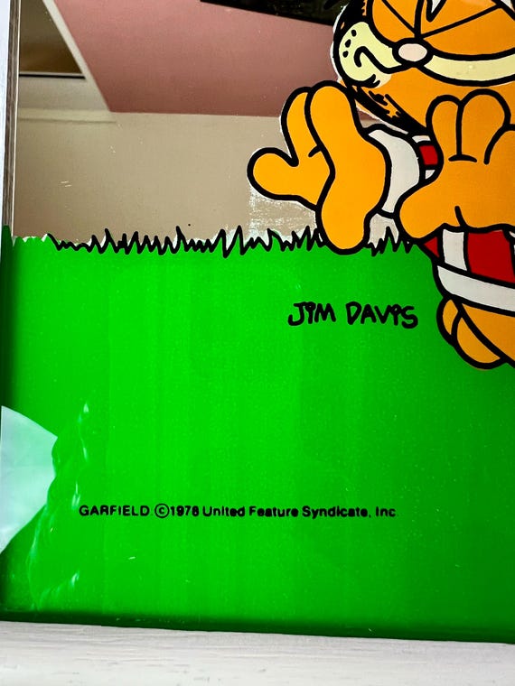 Vintage 1978 Garfield Mirror: Soccer Theme, Jim Davis Cartoon Art