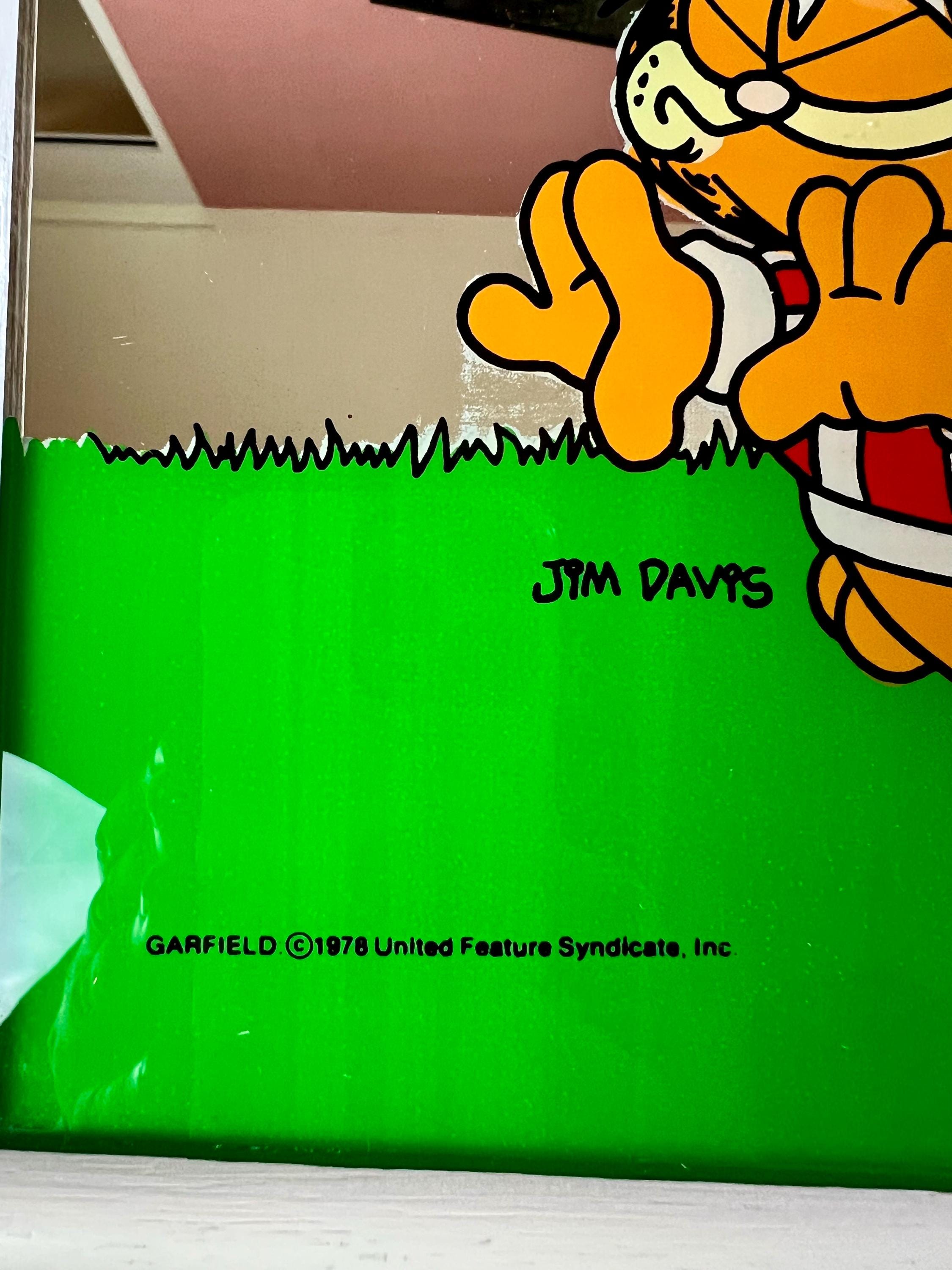 Vintage 1978 Garfield Mirror: Soccer Theme, Jim Davis Cartoon Art