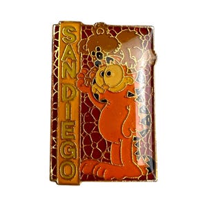 Vintage Garfield San Diego Pin, 1978  Jim Davis, Vintage Travel Pin, Classic Cartoon Comic Strip Pin, Garfield Memorabilia