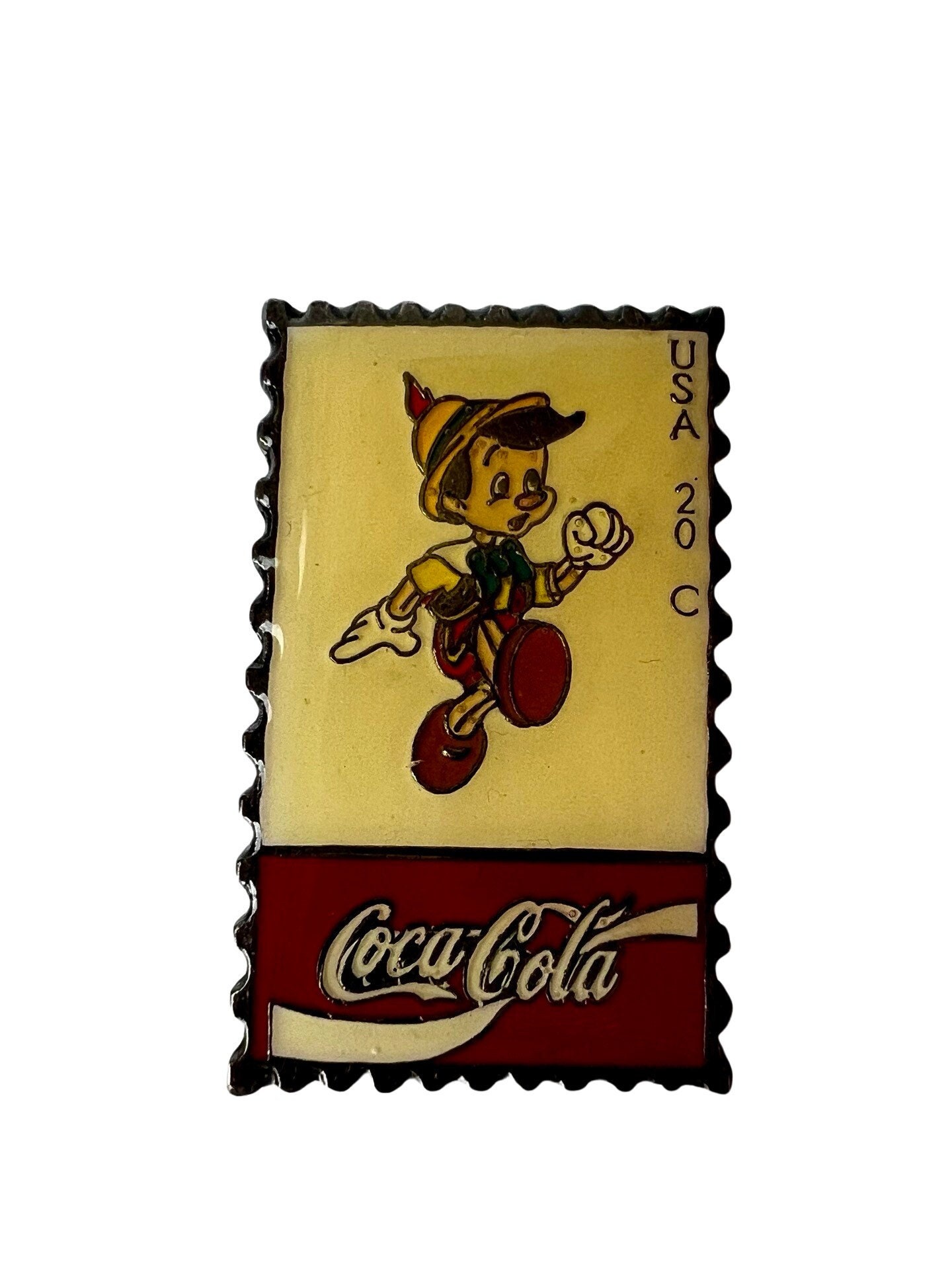 Vintage Coca Cola Pinocchio Stamp Pin: Collectable Coke Badge - Etsy