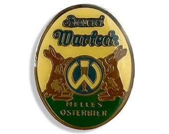 Vintage WARTECK HELLES OSTERBIER Beer Pin, Enamel Pin Beers of the World, Swiss, Gift for Beer Collector, Grandpa Chic Small Gift Badge