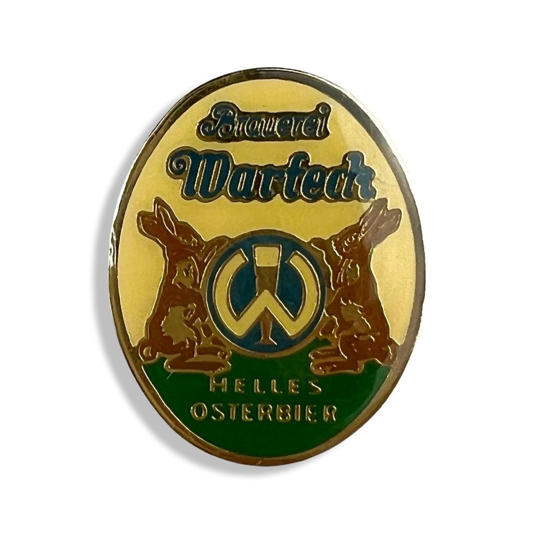 Vintage WARTECK HELLES OSTERBIER Beer Pin, Enamel Pin Beers of the World, Swiss, Gift for Beer Collector, Grandpa Chic Small Gift Badge