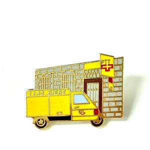 Pin Vintage POST TRUCK, crachá de trabalhador CHAVE, letras, selos.