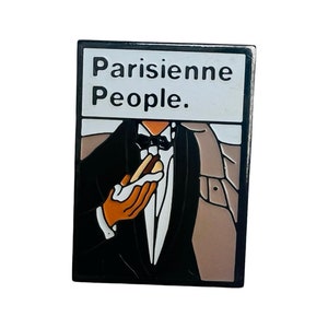 Vintage PARISIENNE PEOPLE Tobacco Enamel Pin, Gift for French Smoker