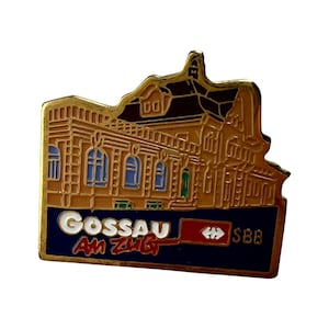 Vintage Gossau Am Zug tågstation Emalj Lapel Pin