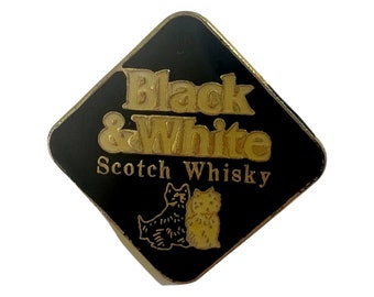 Vintage  BLACK & WHITE SCOTCH Whiskey Pin Small Gift for Whiskey Drinker Tie Pin Gift Idea for Him Her Them