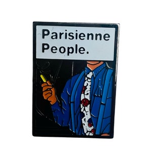 Vintage PARISIENNE PEOPLE Tobacco Enamel Pin, Gift for French Smoker