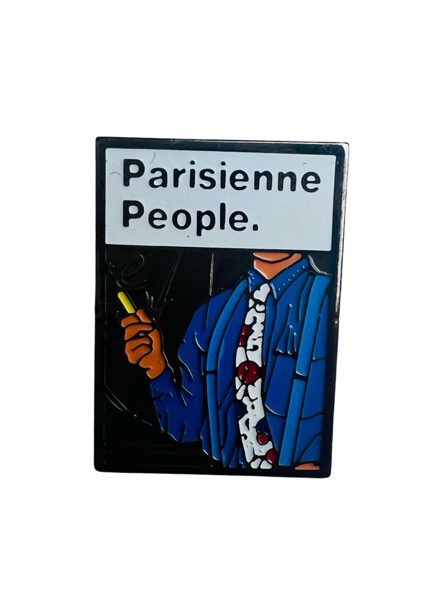 Vintage PARISIENNE PEOPLE Tobacco Enamel Pin, Gift for French Smoker