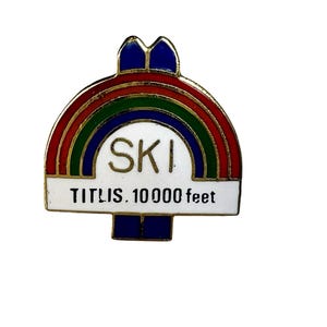 Vintage Ski TITLIS 10,000 Feet Lapel Pin, Retro Swiss Ski Pin, Retro Winter Sports Pin, Snow Sports Badge