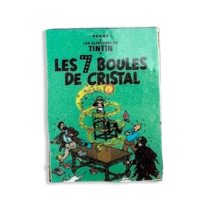 Vintage Abenteuer von Tintin: Die Sieben Kristallkugeln (Les 7 boules de cristal) Buch von Hergé Revers Pin, Vintage Tintin Pin, französischer Cartoon