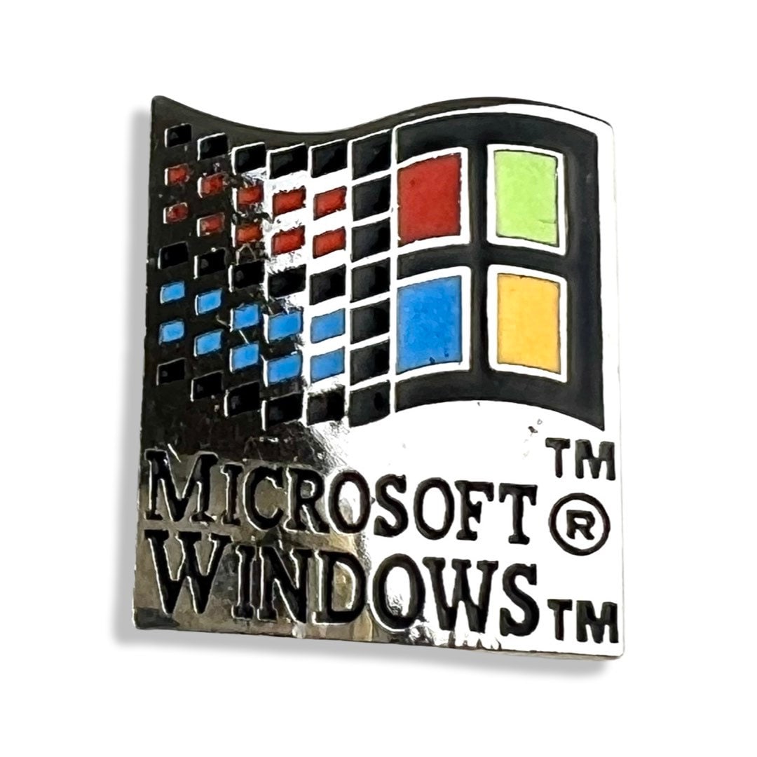 Vintage Microsoft Windows Pin Computer Logo Badge, Lapel Pin