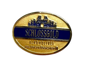 Vintage Schlossgold Beer Pin: Swiss Feldschlösschen Enamel Pin