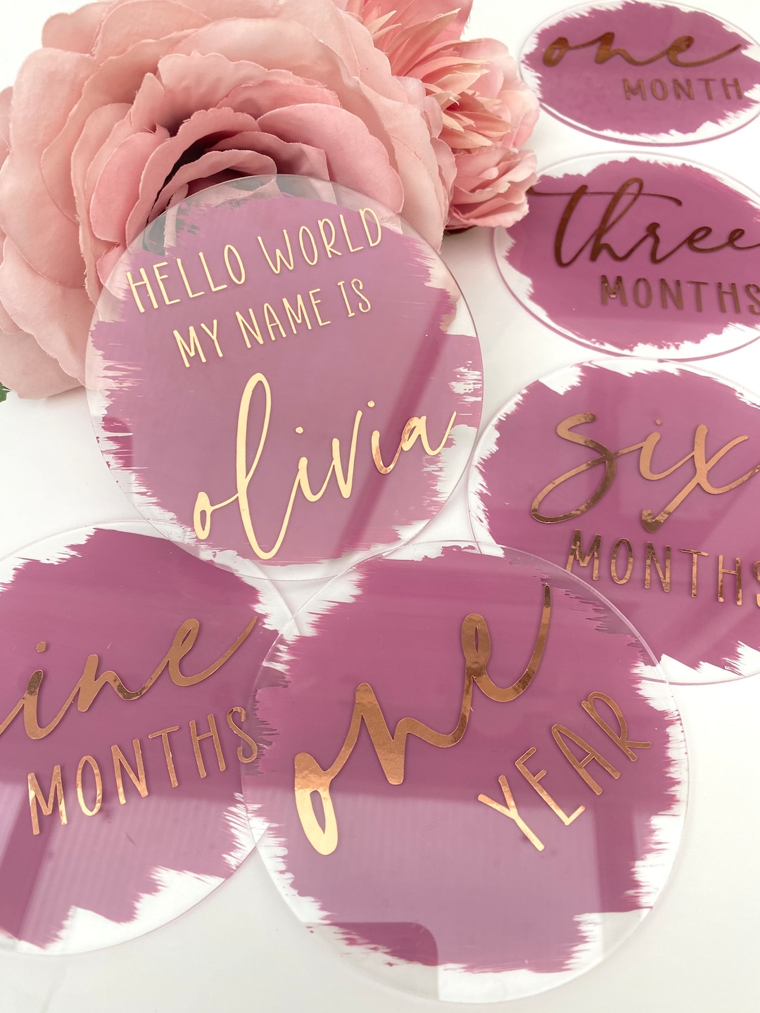 Acrylic Baby Milestones Discs | Baby Shower Gift | Baby Monthly ...