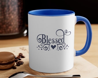 Blessed Coffee Mug, christian coffee mug, heart coffee mug, ceramic mug