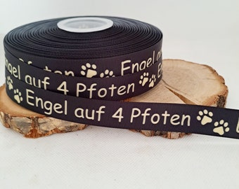 Ripsband 22 mm breit Webband Borte Band  Hund Pfote Engel auf 4 Pfoten