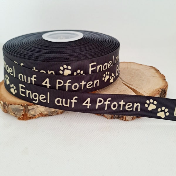 Ripsband 22 mm breit Webband Borte Band  Hund Pfote Engel auf 4 Pfoten