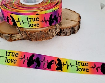 Ripsband Webband 25 mm breit Band Borte Hund Pfote Muster true love