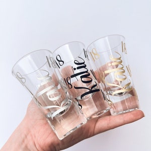 Custom Birthday Shot Glasses / 18th birthday glass, Personalised shot glasses, 21st birthday gifts for best friend, Gift under 5 pound