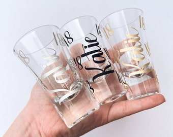 Custom Birthday Shot Glasses / 18th birthday glass, Personalised shot glasses, 21st birthday gifts for best friend, Gift under 5 pound