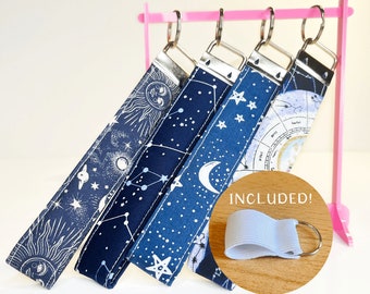 Zodiac Walking Stick Strap / Wrist lanyard for mobility aid, Celestial hiking cane strap, Space themed gift, Gifts for astrology lover, Moon