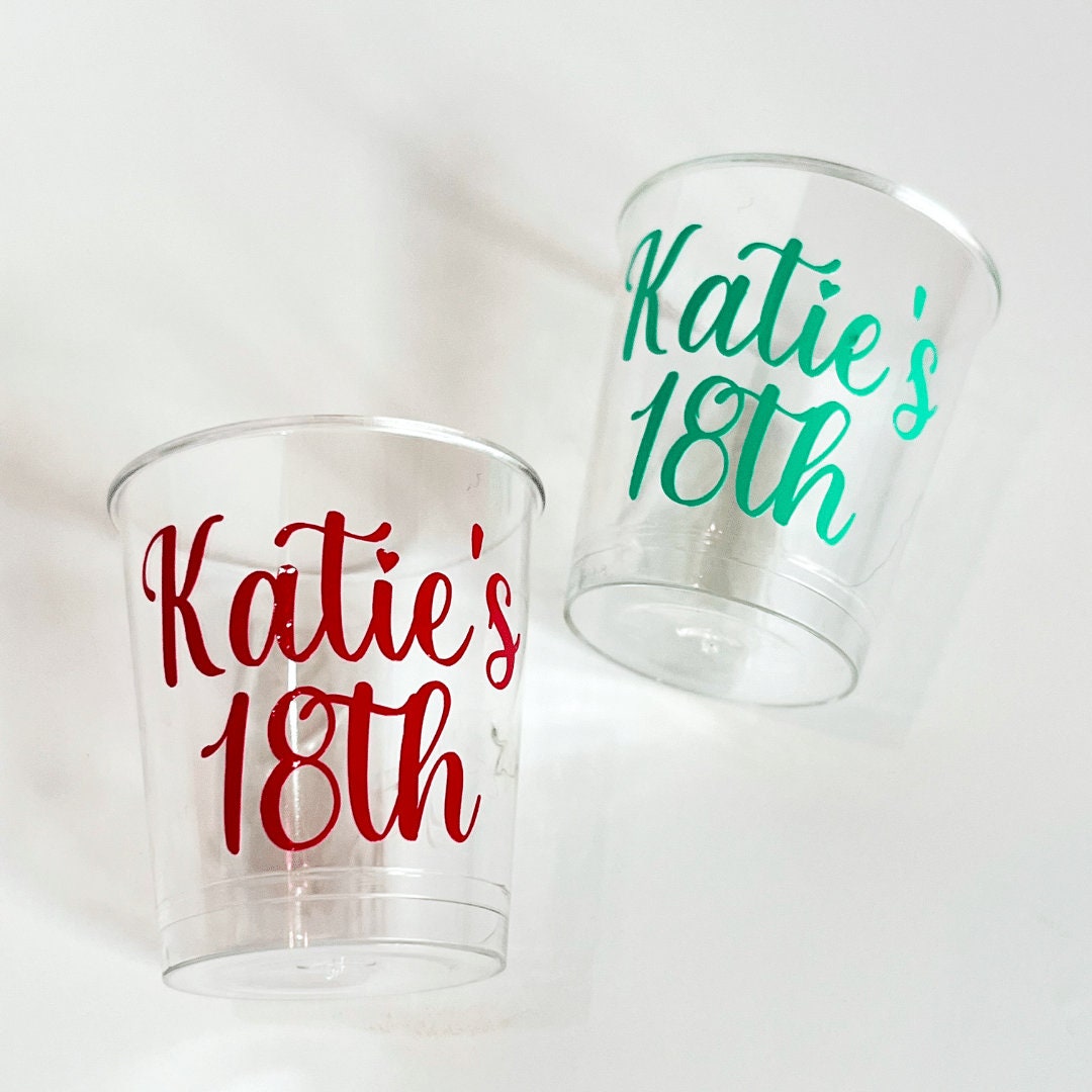 Personalised Plastic Shot Glasses / Custom Birthday Shot Glass, Party