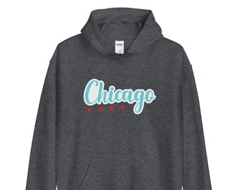 Chicago Stars Chicago Flag Inspired Unisex Hoodie, Chicago Gifts, Chicago Sweatshirt, Chicago Hometown Gift, Special Holiday Gift