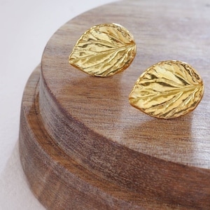 Leaf stud earrings - Gold Vermeil leaf stud earrings - nature earrings - leaves for her - gifts for women - Mothers Day Gift - day for her