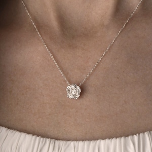 Mini Rose necklace - Delicate Rose Necklace - Silver Rose Pendant - Mothers Day Gift - Aesthetic Necklace Rose - Sterling Silver pendant