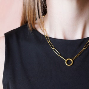 Paperclip Necklace Gold Link Necklace Gold Minimalistic Necklace Gold edgy necklace Unique anniversary gifts gift for her image 5