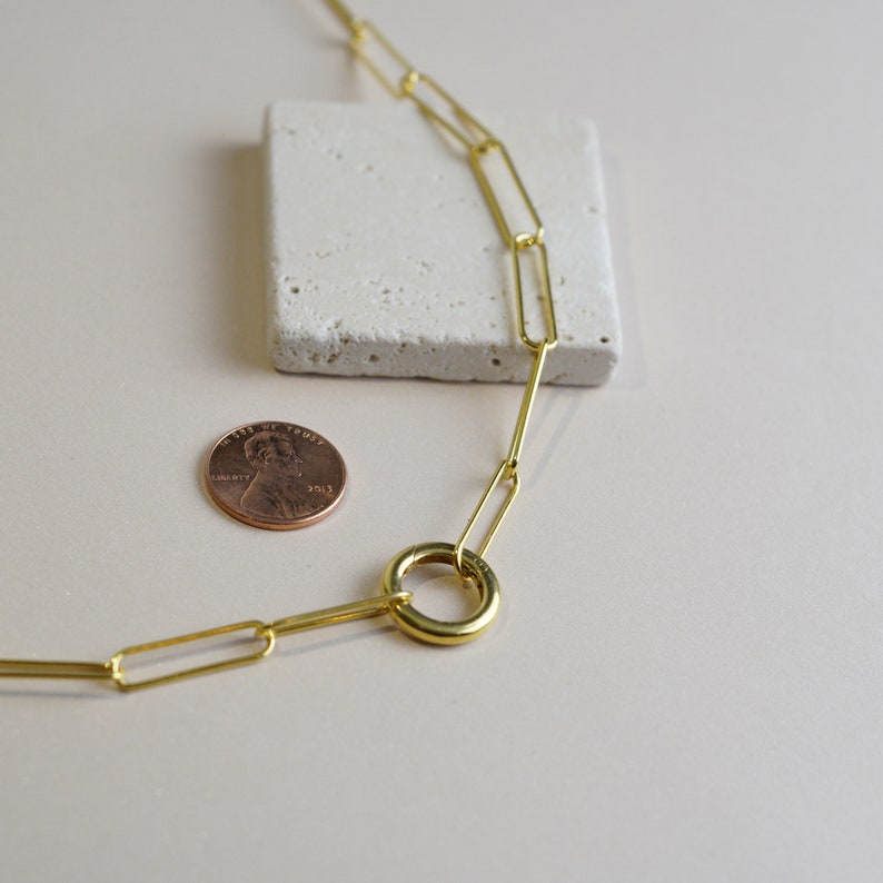 Paperclip Necklace Gold Link Necklace Gold Minimalistic Necklace Gold edgy necklace Unique anniversary gifts gift for her image 3