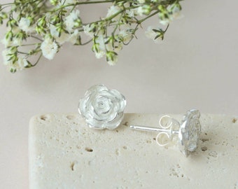 Rose stud earrings - silver rose stud earrings - flower earrings - Mothers Day Gift - Mini Roses - Mini studs - Dainty Earrings - Delicate