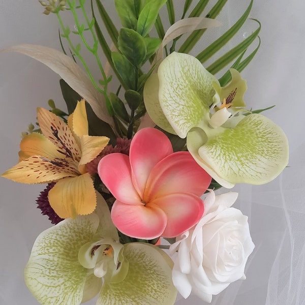 Wedding Beach Bouquet, Calla Lily Bouquet, Real Touch Flowers, Tropical Bridal Bouquet, Destination Wedding, Garden Bouquet