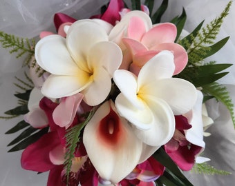 Wedding Beach Bouquet, Calla Lily Bouquet,  Real Touch Bouquet,  Plumerias, Tropical Bridal Bouquet,  Destination Wedding,  Garden Bouquet