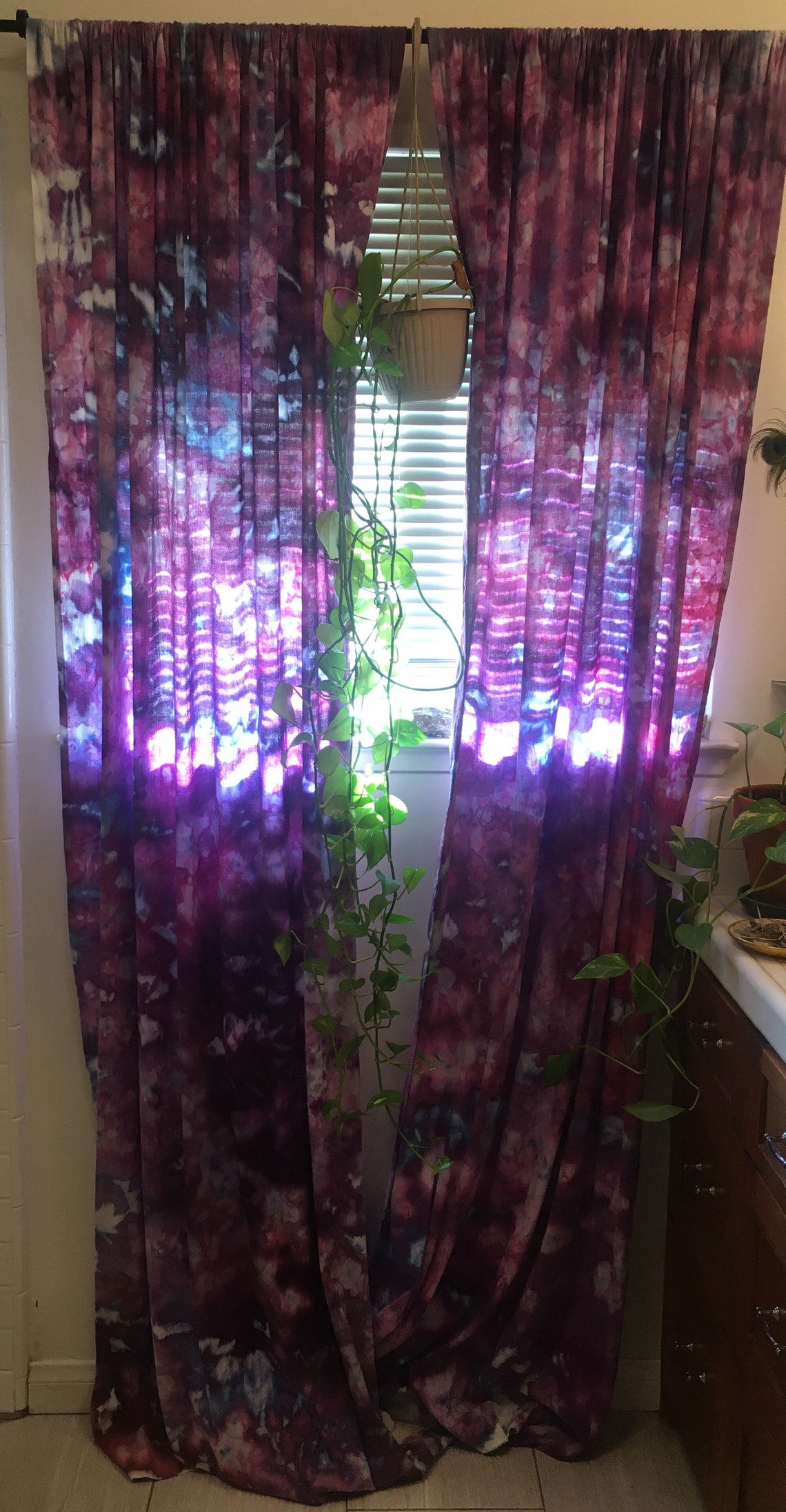 Dreamy tie dye curtain panels set of 2 floor length handmade Etsy