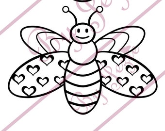 Digi Stamp, Coloring Pages Insects - Clipart - PNG/JPG - Bees and Butterflies - Instant Digital Download - Line Art