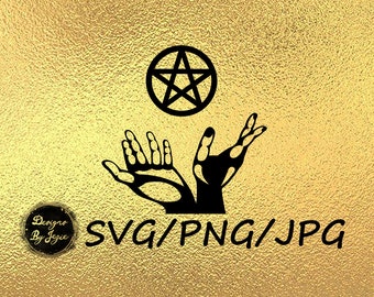 Cut Files/Clipart - SVG/PNG/JPG - Magic in Hands, Pentacle - Instant Digital Download