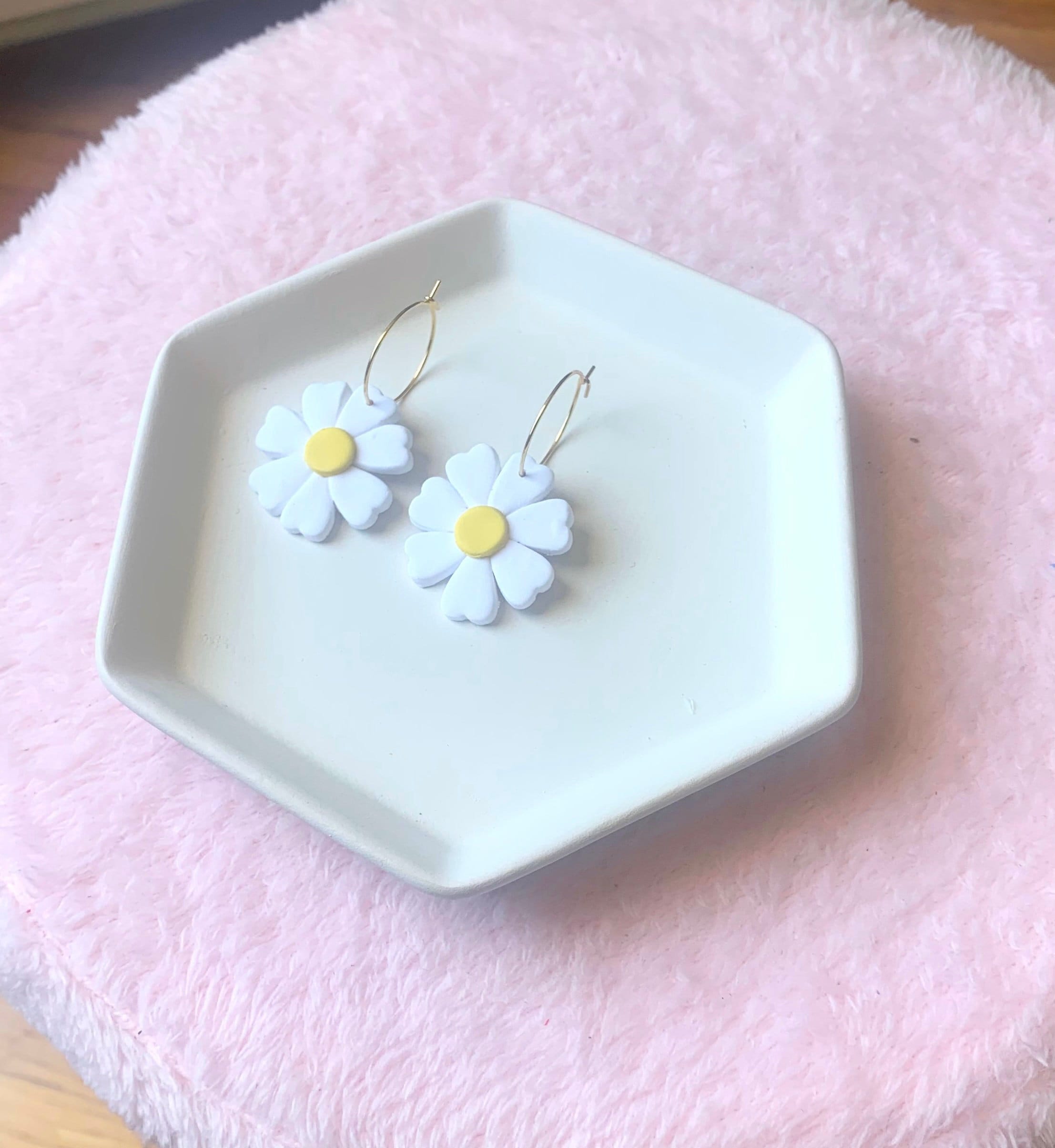 Daisy Hoop Earrings Polymer Clay Daisy Hoop Earrings Daisy - Etsy