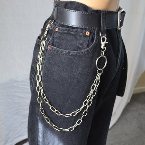 Double Wallet Chain with O Ring, Belt chain, 90's Trouser chain, Pants, Industrial, Alternative, Egirl, Grunge, Goth, Punk, Rock, Grungy