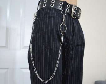 Wallet Chain with O ring, Long Link Chain, Belt Chain, Trouser Chain , Stainless Steel, Grunge 90s Punk Rock Goth Industrial Alternative