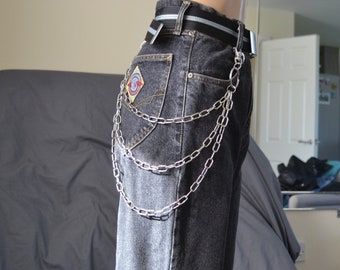 Triple Wallet Chain with O Ring, Belt chain, 90's Trouser chain, Industrial, Alternative, Grunge, Goth, Punk, Rock, Grungy