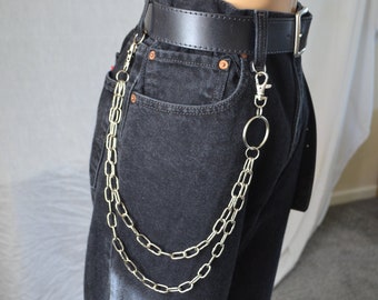 Double Wallet Chain with O Ring, Belt chain, 90's Trouser chain, Pants, Industrial, Alternative, Egirl, Grunge, Goth, Punk, Rock, Grungy