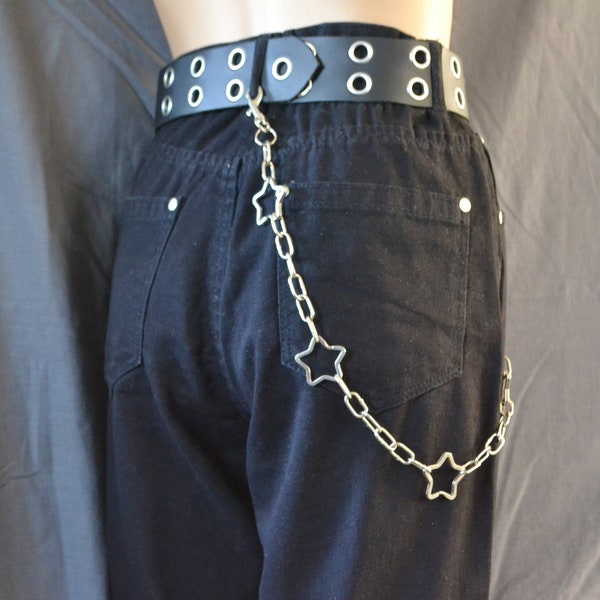 Star rings Wallet chain, Belt chain, Jeans, clip, shapes, denim 90's Trouser, Industrial, Alternative, Grunge, Goth, Punk, Rock, Grungy