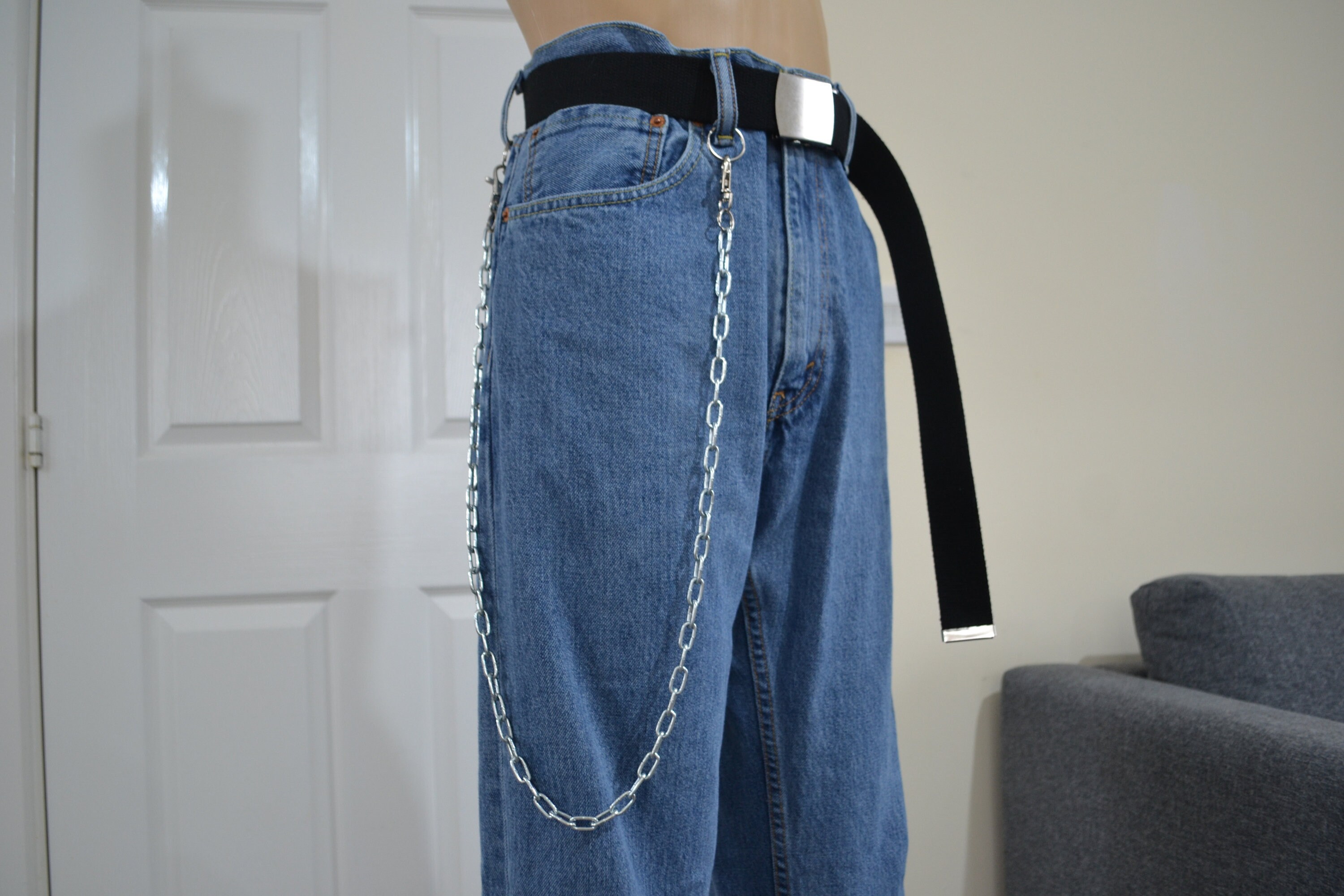 1-3 Layer Rock Punk Hook Trouser Pants Waist Link Belt Metal Wallet Silver  Chain Hip Hop Chain Belts for Women Pants Accessories