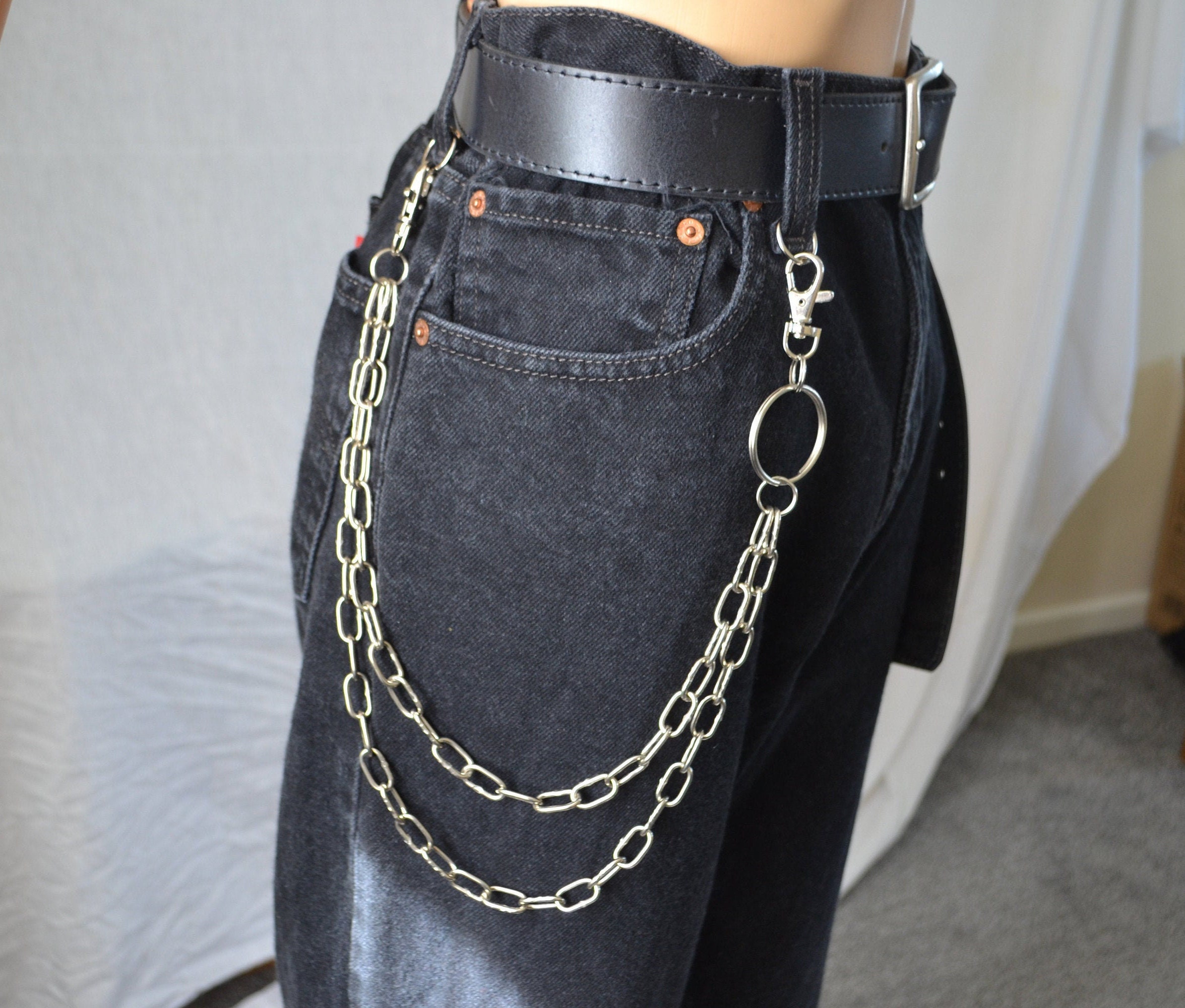 2-row Gunmetal Trouser Chains, Pocket Chain, Stainless Steel Trouser Chain,  Hipster Chain, Biker Chain, Father's Day Gift 