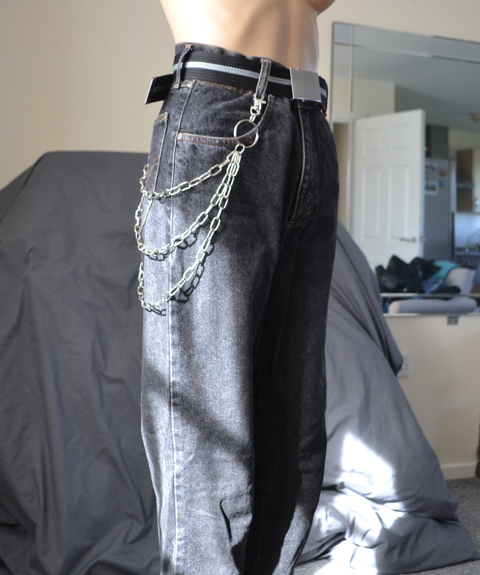HIGHGODDESSUK Wallet Chain with O-Ring, Belt Chain, 90's Trouser Chain, Pants, Industrial, Alternative, Egirl, Grunge, Goth, Punk, Rock, Grungy