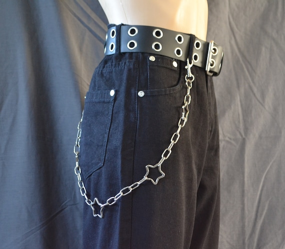 2023 new metal punk style chain belt men's pants chain hundred