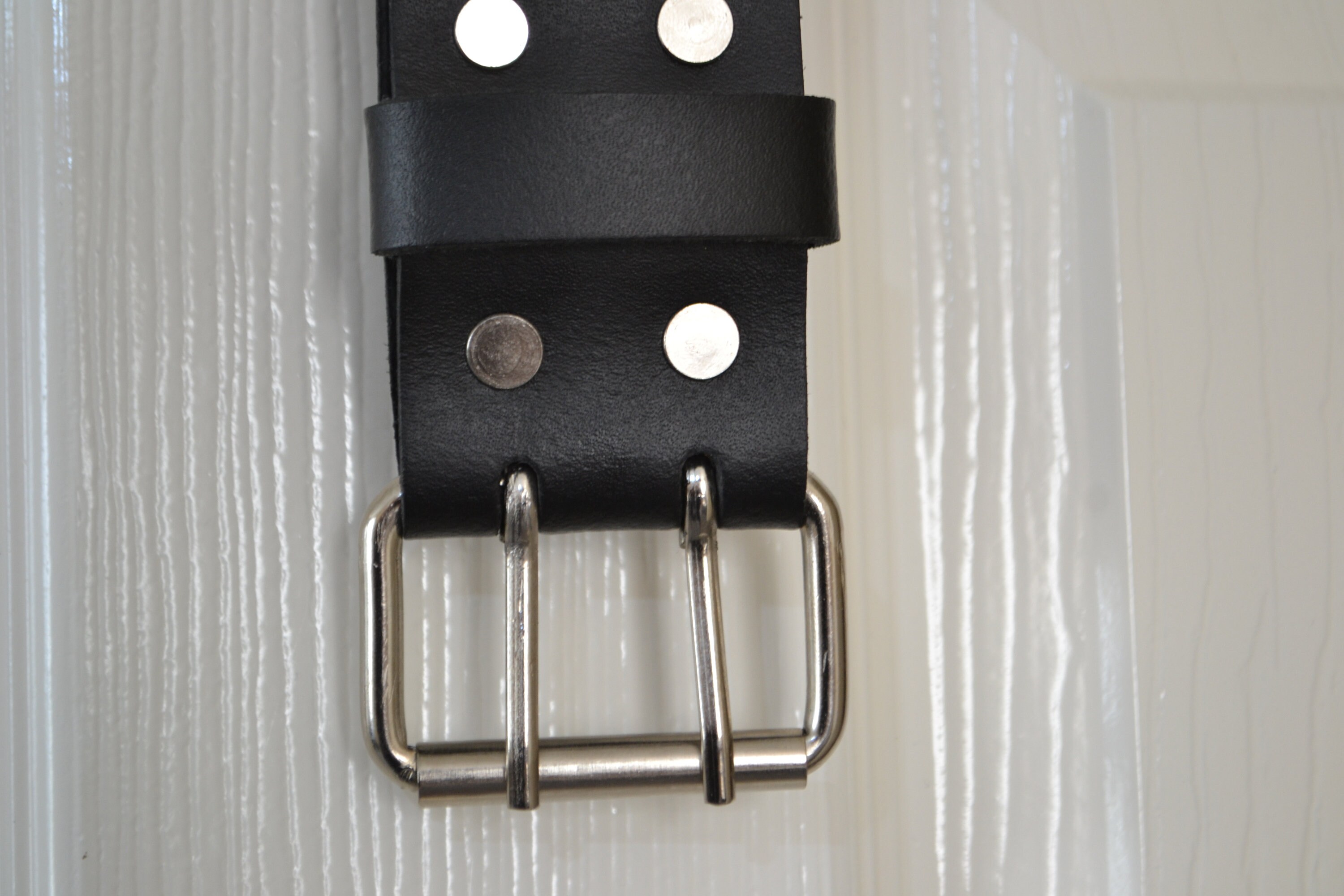 Black Double Row Grommet Belt Real Leather Super Quality Etsy