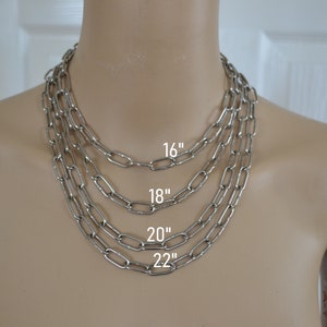 steel choker, silver choker, chunky choker necklace, stainless steel or plated necklace, chain link, grunge, goth, alternative, industrial image 3