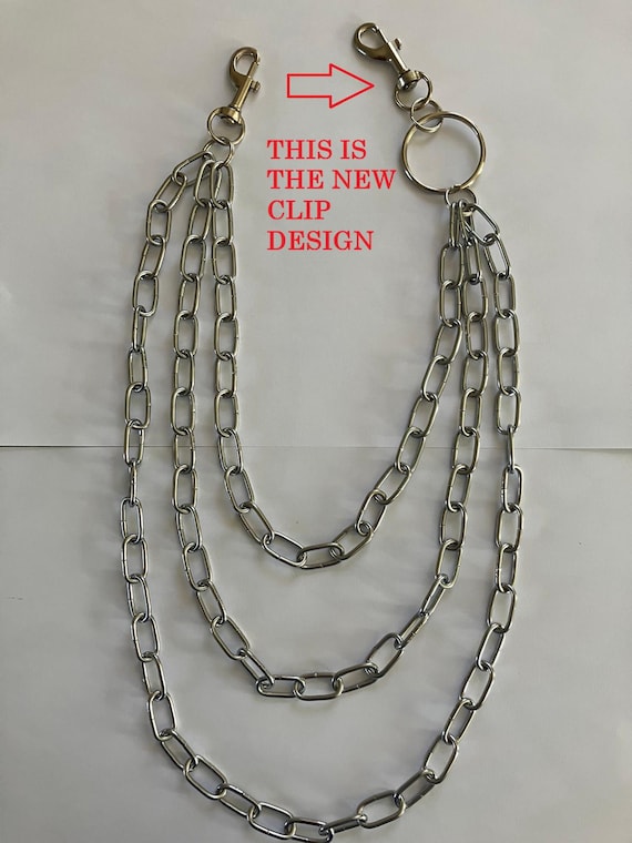 Triple Wallet Chain With O Ring, for Belts, Trousers, 90's, Grunge